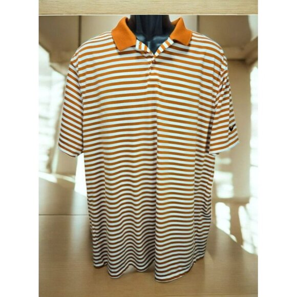 Nike Dri-Fit Mens Orange Striped Golf Polo Shirt XL - Picture 1 of 7